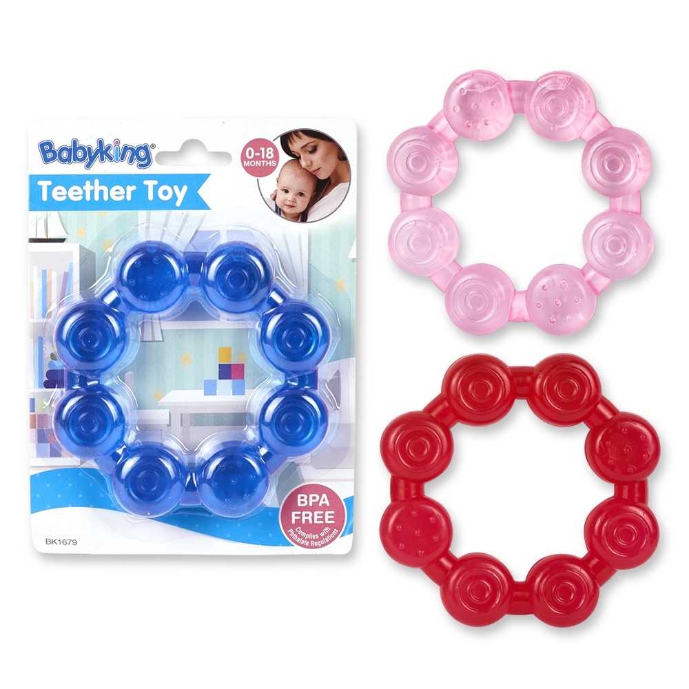 NEW RED BABY KING COOL TEETHER 0-18 MONTHS ROUND 