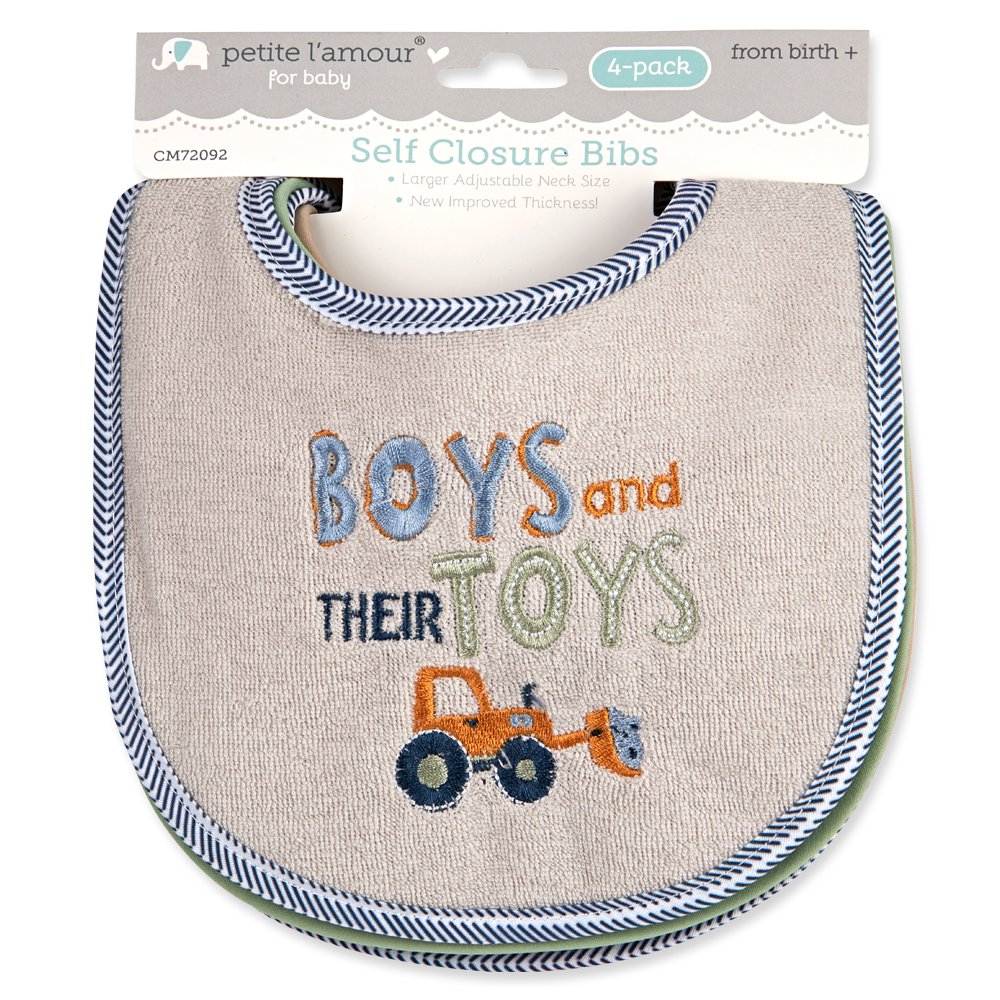 4 Pack Embroidered Bibs