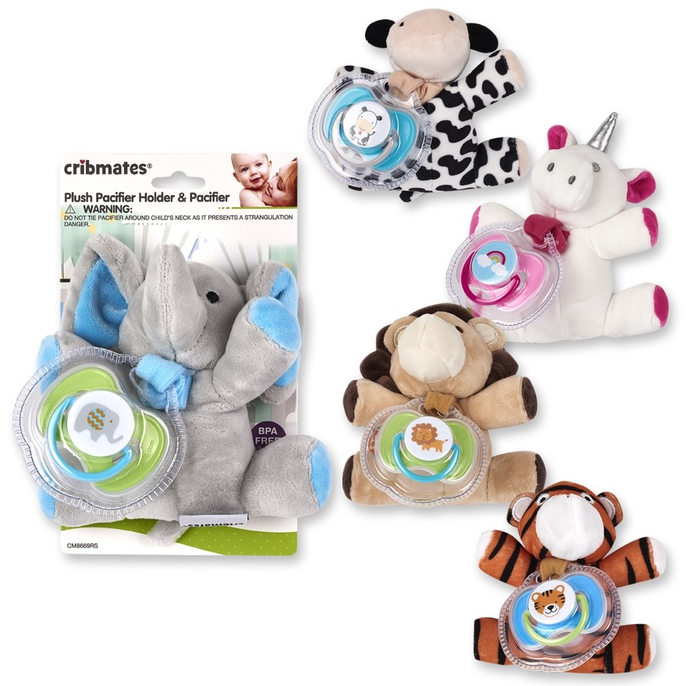 Plush Pacifier Holder and Pacifier - Pacifiers - Feeding & Pacifiers -  Products wholesale baby product manufacturer