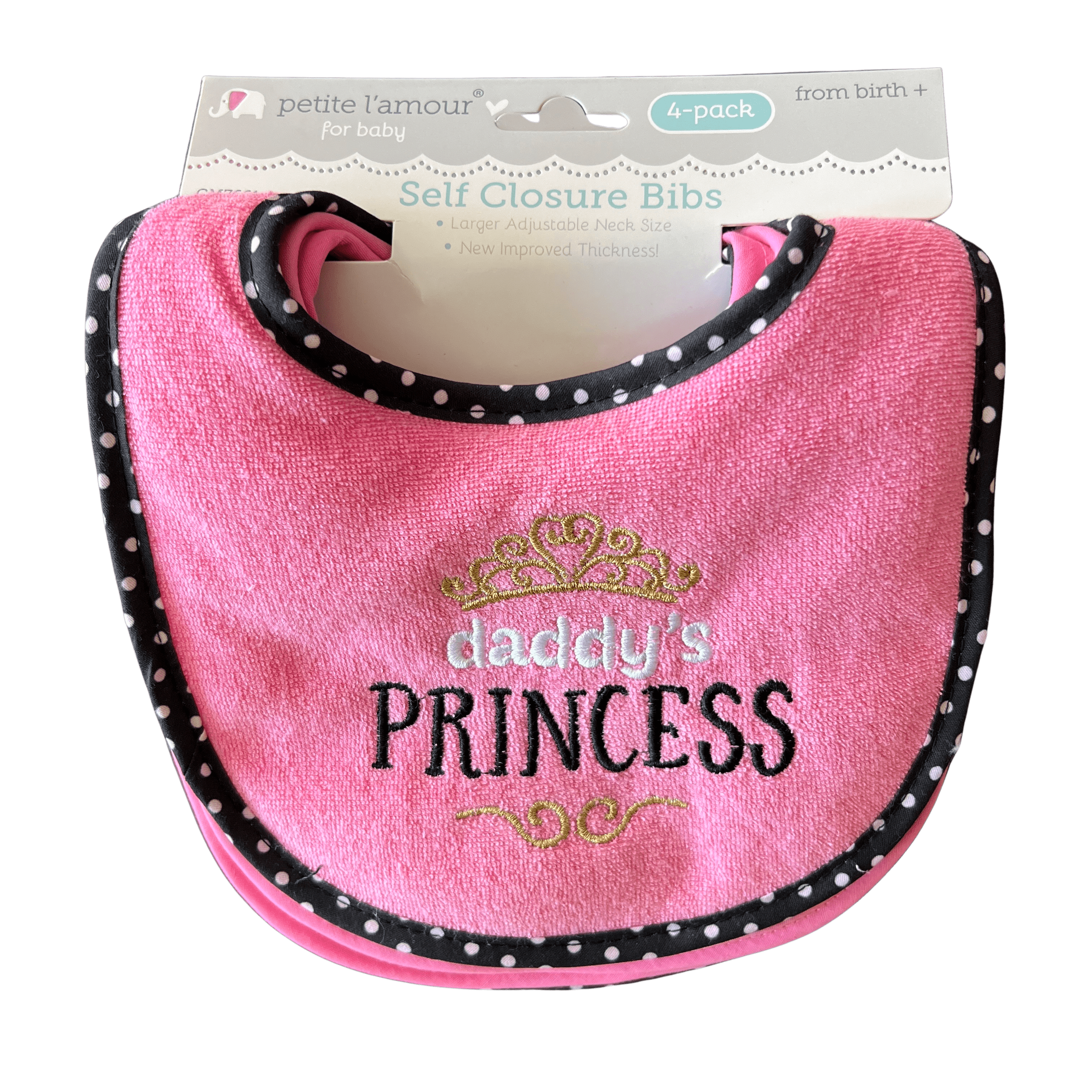 4 Pack Embroidered Bibs