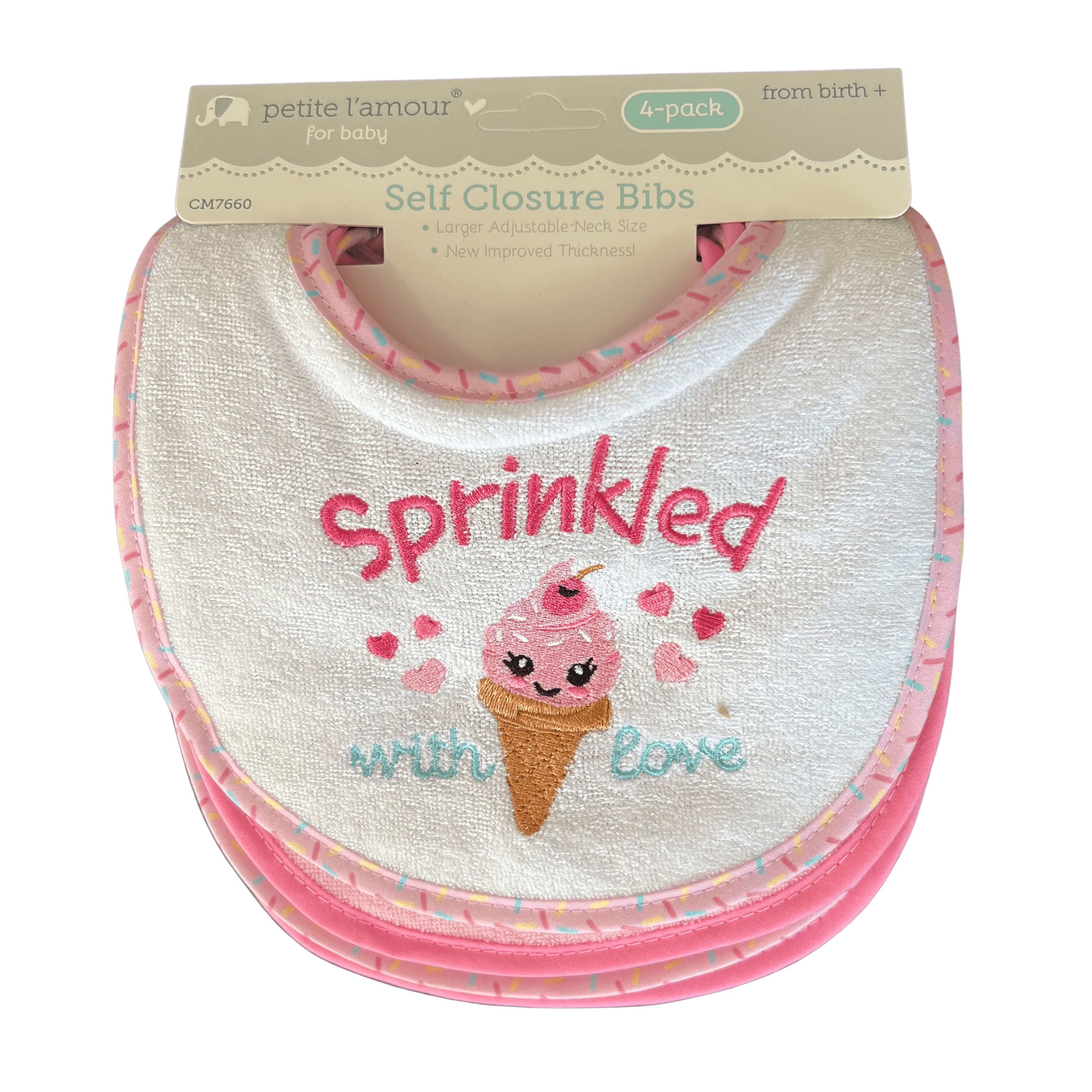 4 Pack Embroidered Bibs