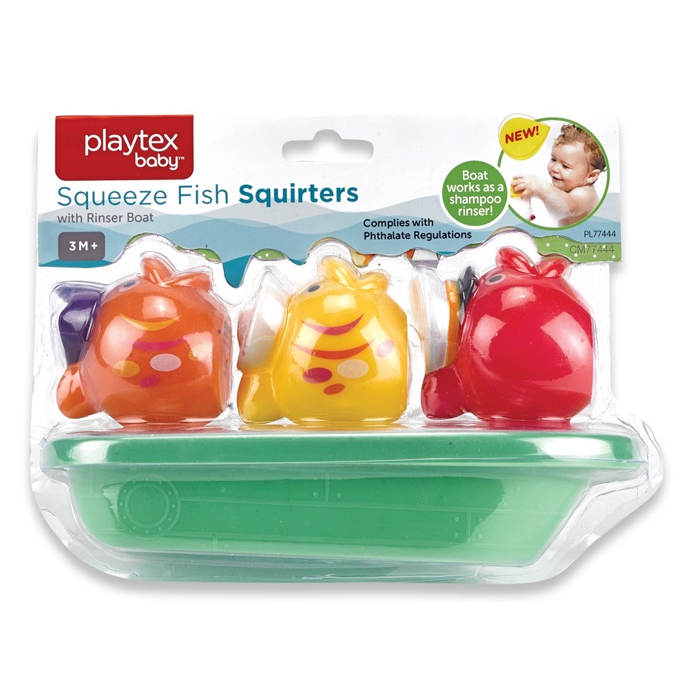 Playtex Baby Squeeze Fish Squirters and Rinser Boat