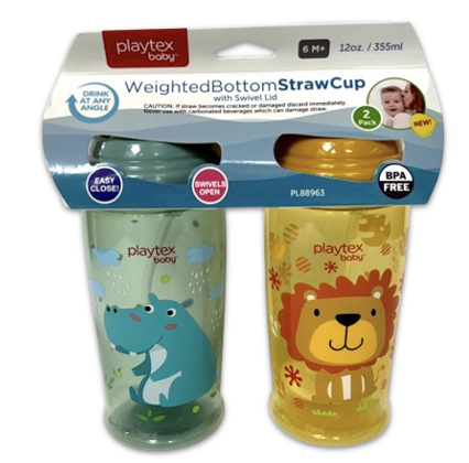 2pk Weighted Bottom Cup w/ Straw