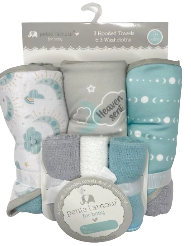 3 Hooded Towels w/ 3Washcloths