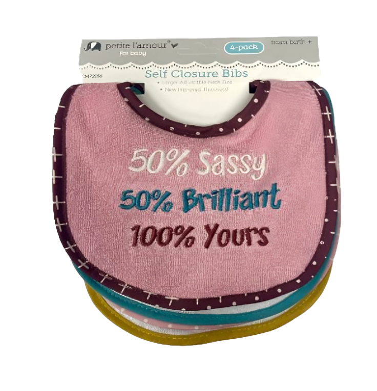 4 Pack Embroidered Bibs