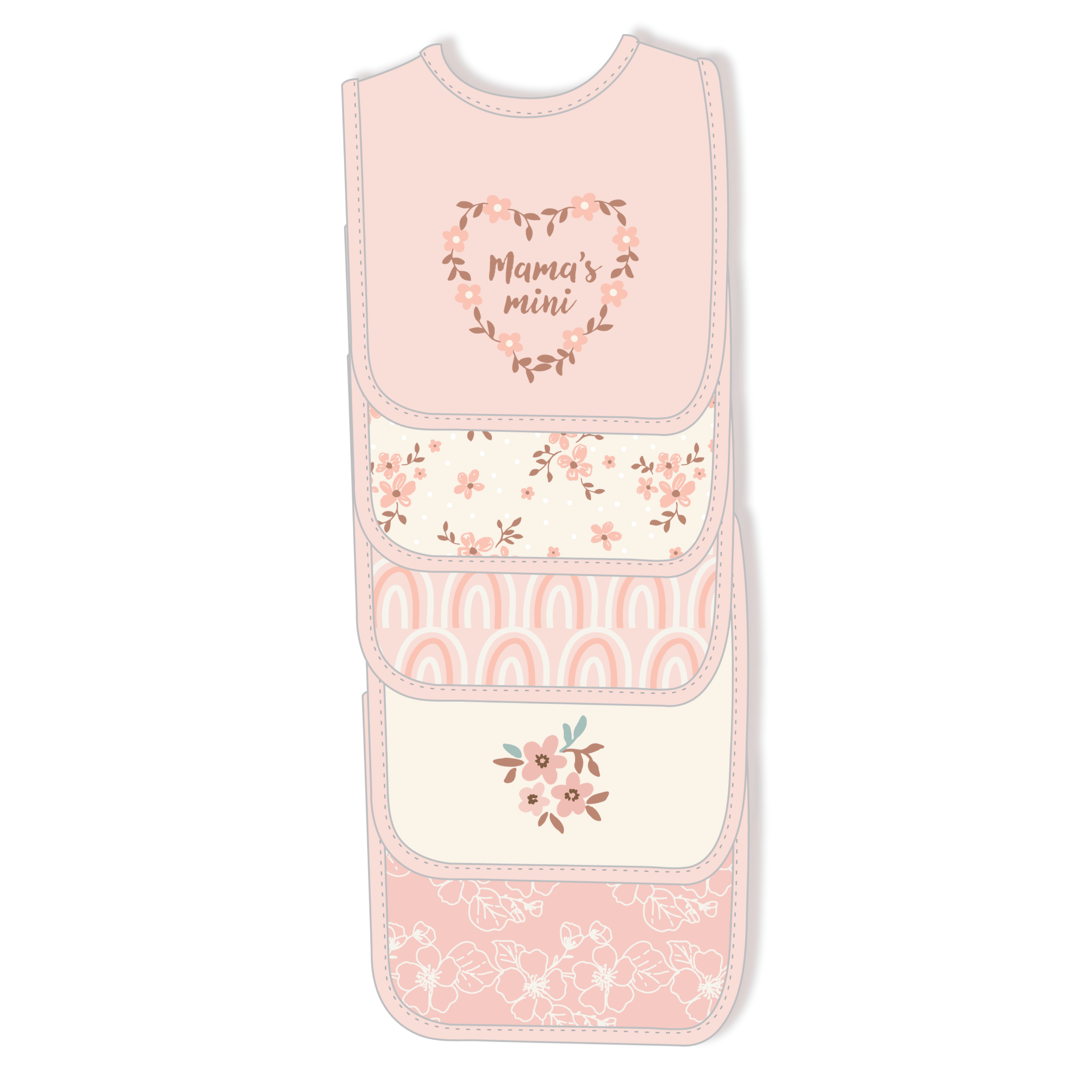 5 Pack Embroidered Bibs