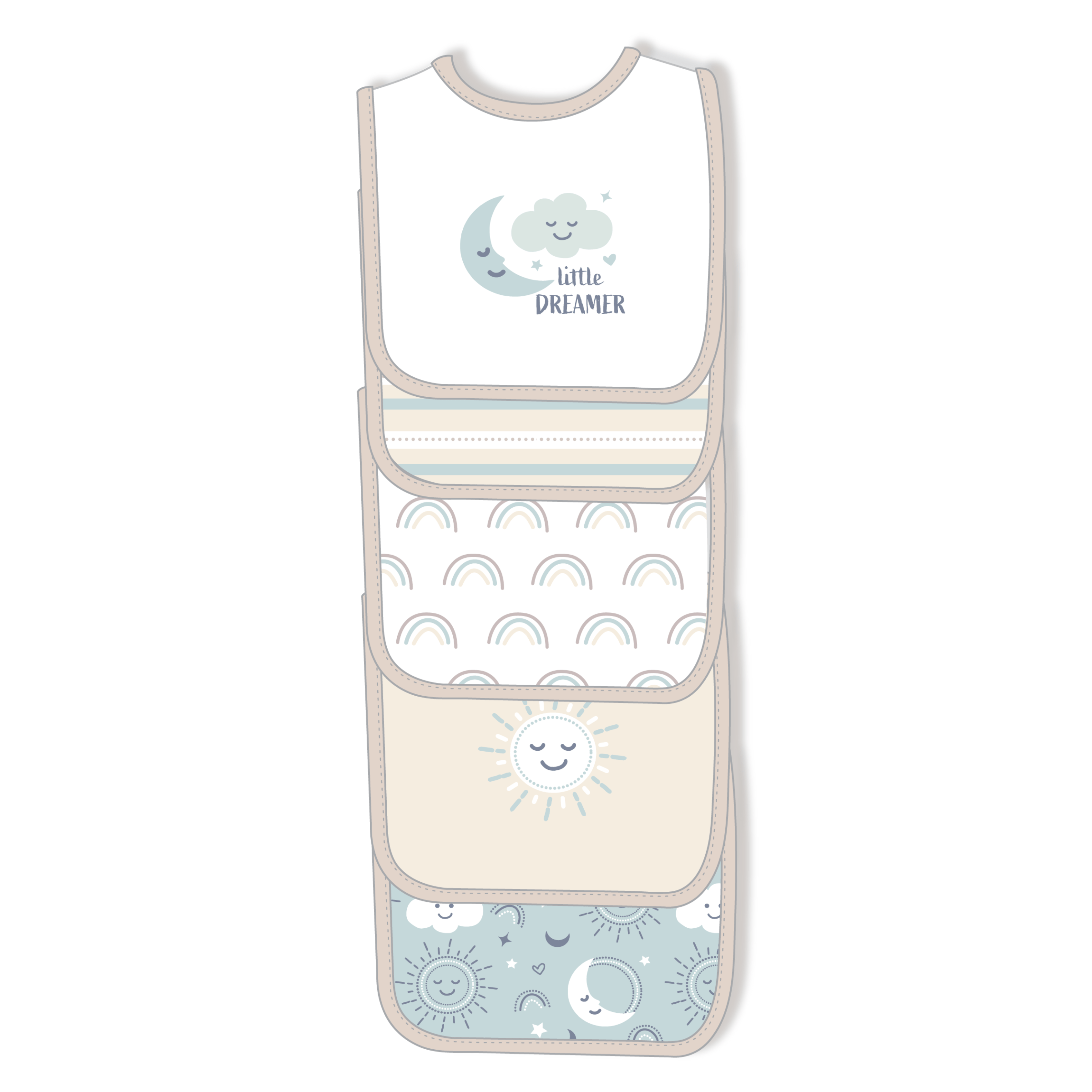 5 Pack Embroidered Bibs