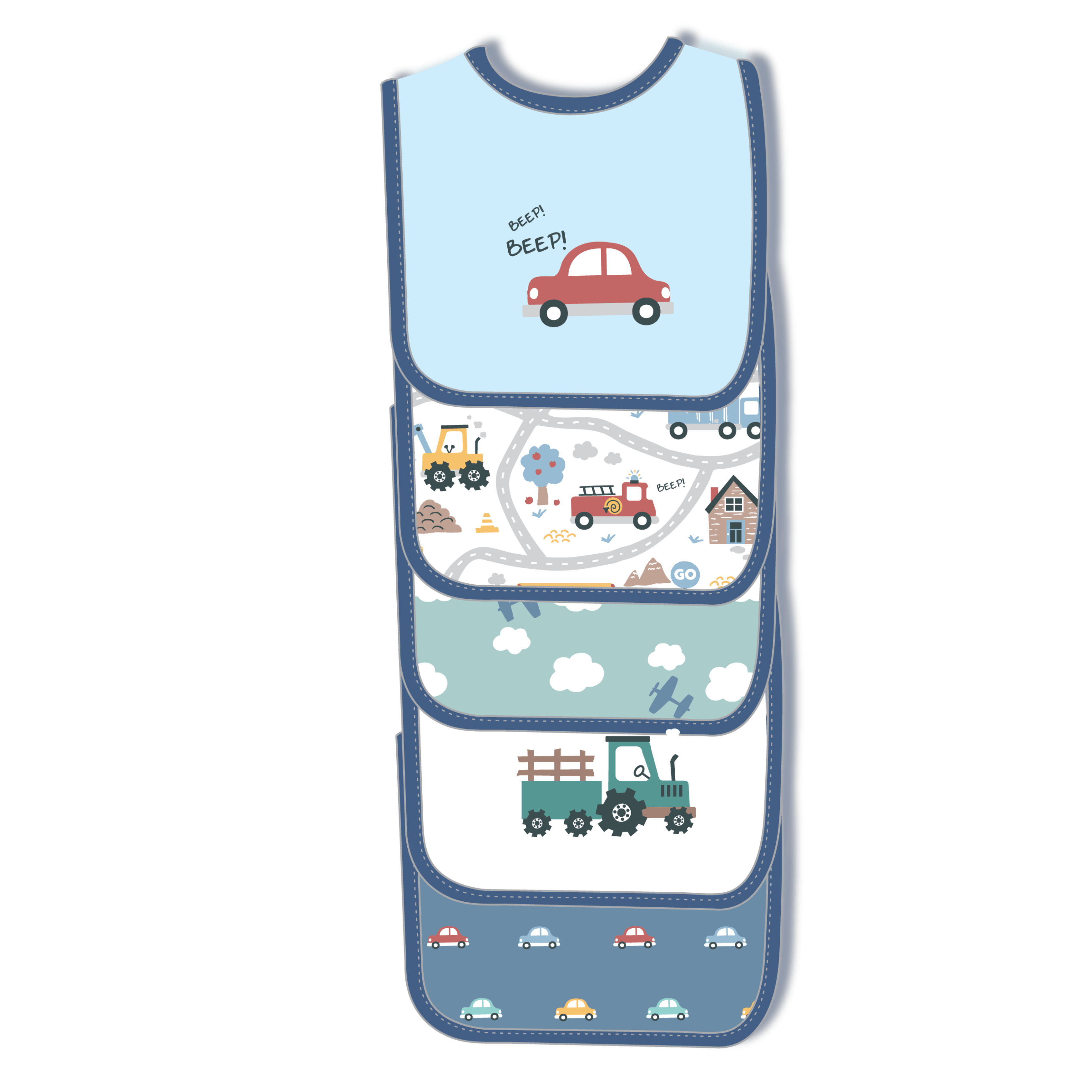 5 Pack Embroidered Bibs