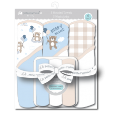 3 Hooded Towels w/ 3 Washcloths