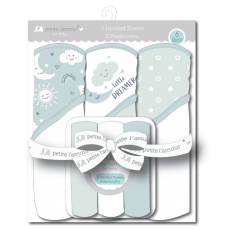 3 Hooded Towels w/ 3 Washcloths