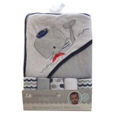 Hooded Towel w/ 5 Pack Washclothes