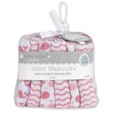 24 Pk Baby Washcloths Whales