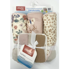 3 Hooded Towel w/ 3 Washcloth