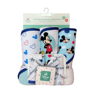 Micky 3pk Hooded Towel and Washcloths-0