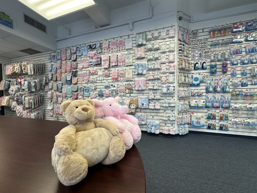 Product displays in the Manhattan showroom